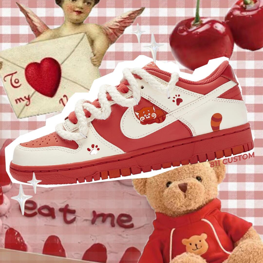 [Custom Cherry Raccoon] Dunk Skateboarding Shoes Women