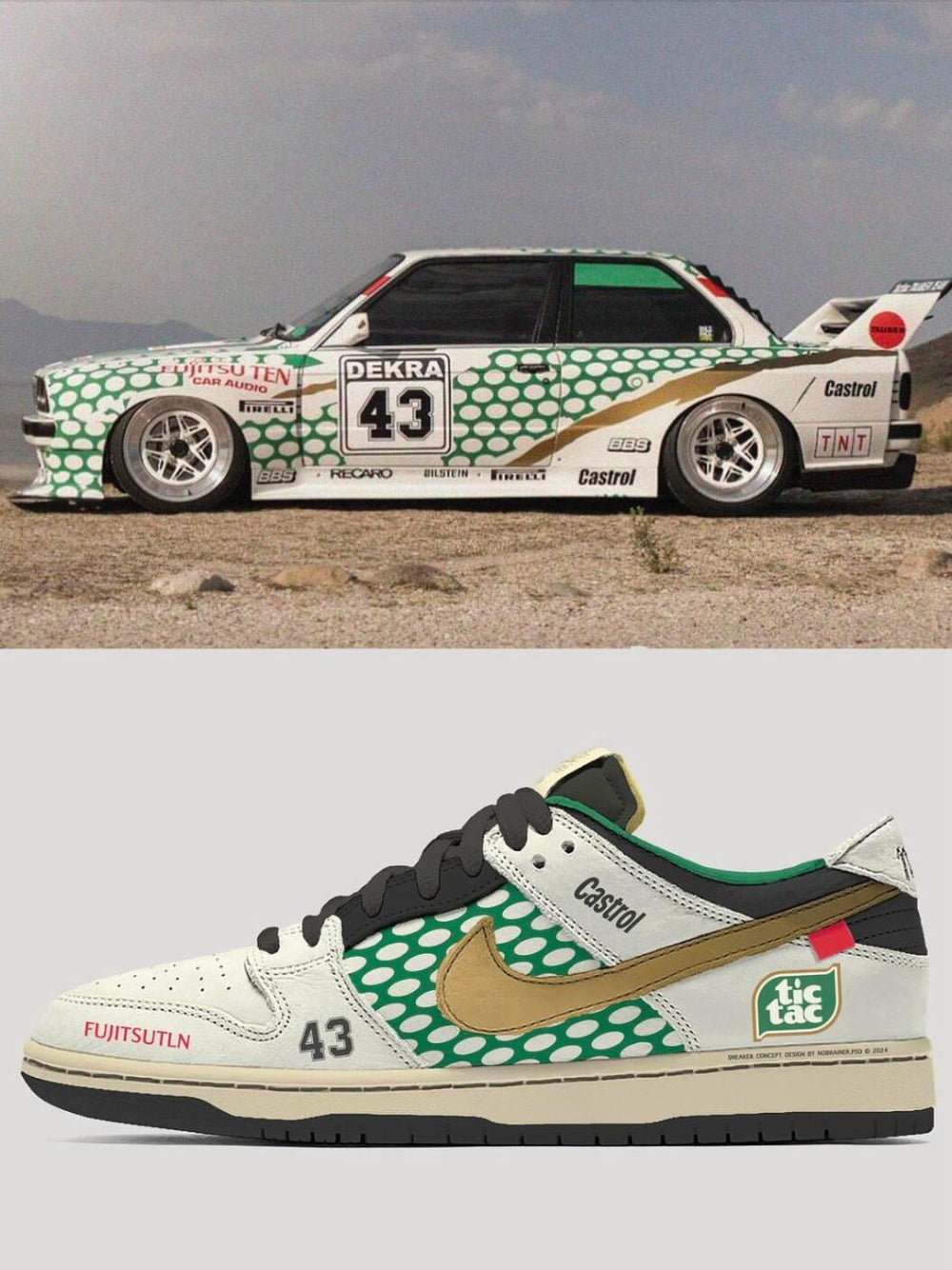 [Custom Racing M3 E30 ]  Dunk Skateboarding Shoes Unisex Low-top