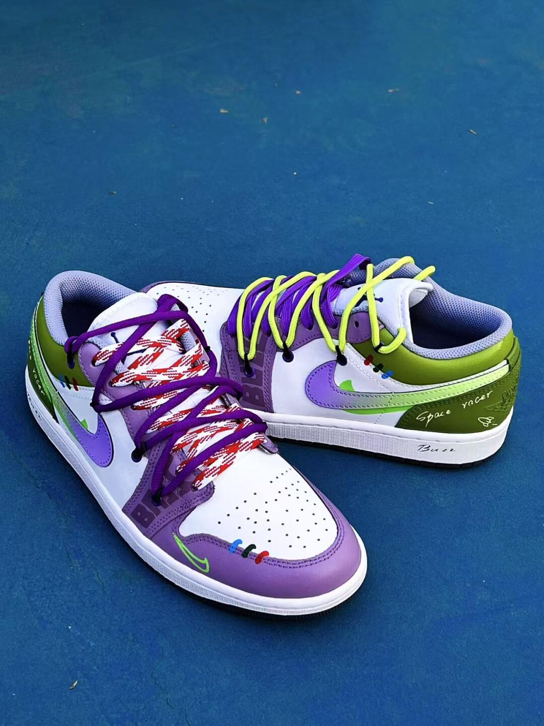 [Custom Toy Story Buzz Lightyear Coloration] Air Jordan 1 Unisex Skateboard Shoes