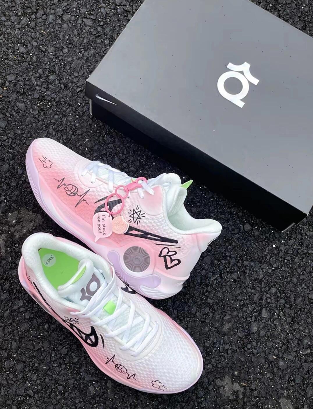 [Custom Unlimited]  KD Trey 5 IX Vintage Basketball Shoes Unisex Low-Top Pink/White