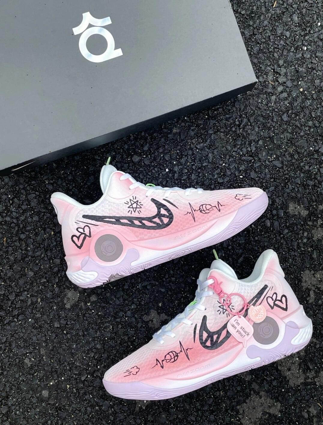 [Custom Unlimited]  KD Trey 5 IX Vintage Basketball Shoes Unisex Low-Top Pink/White