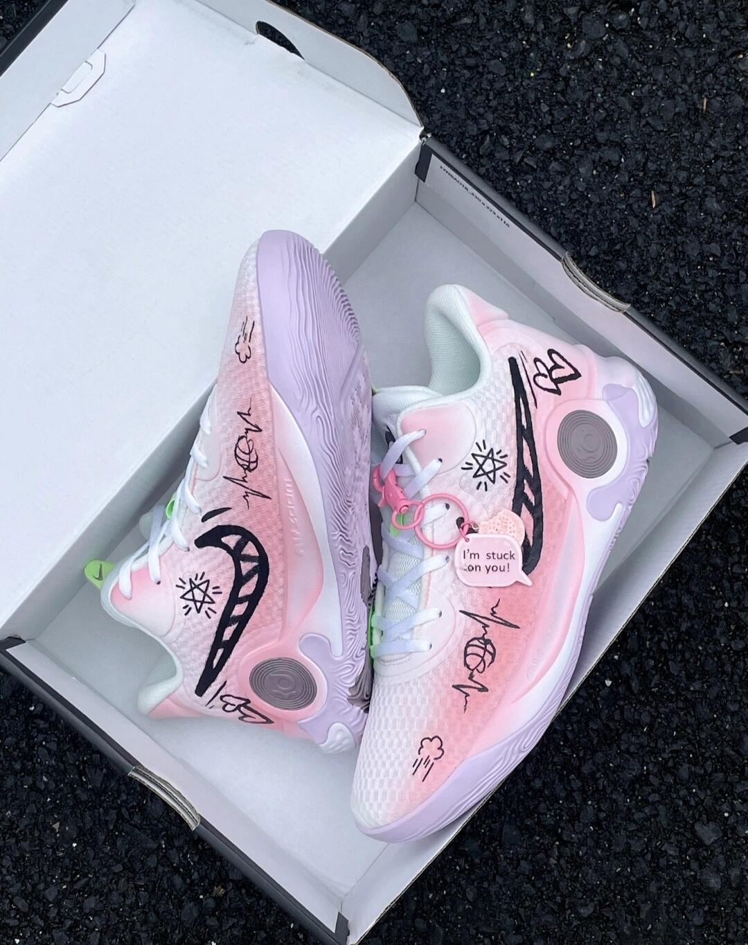 [Custom Unlimited]  KD Trey 5 IX Vintage Basketball Shoes Unisex Low-Top Pink/White