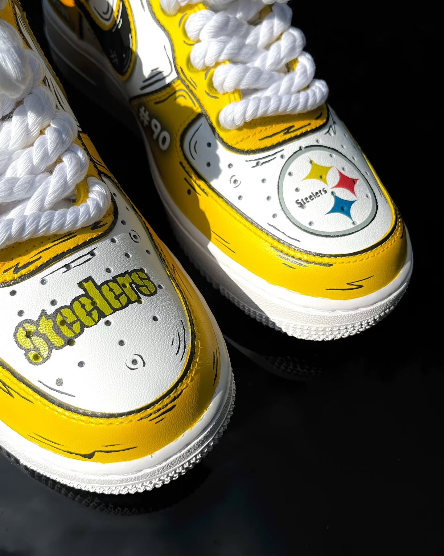 [Customized Football Season Limited Hand-drawn Edition - Steelers 1s ] Air Force 1 Low-top Shoes Unisex Yellow
