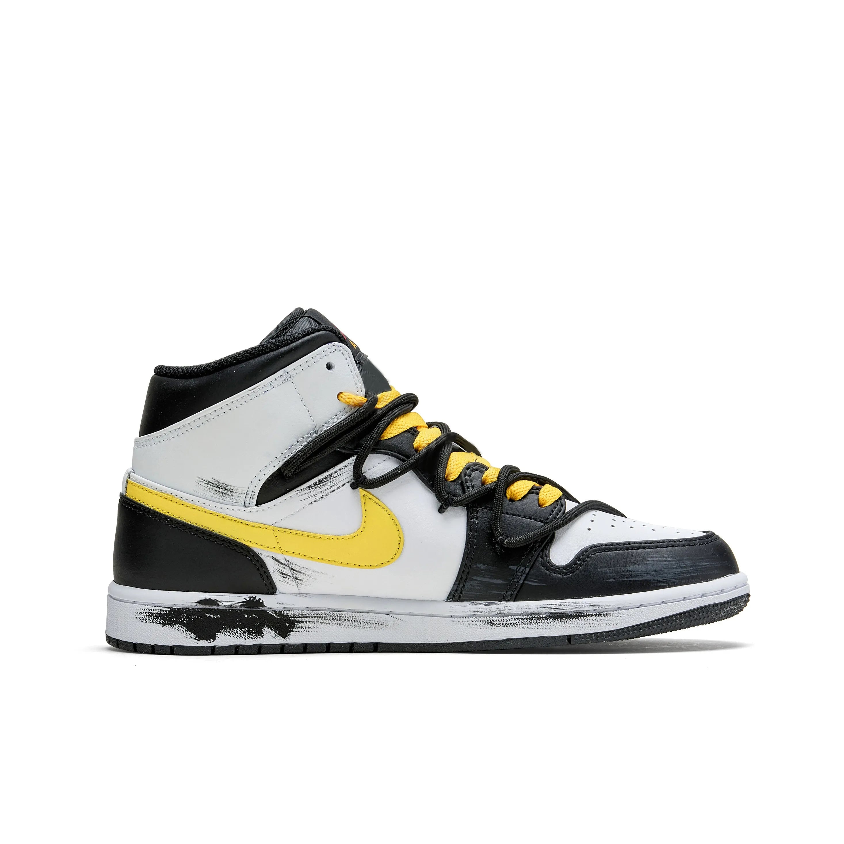 [Custom Black and White Graffiti Smiley Face] Air Jordan 1 High Top Unisex Skateboarding Shoes