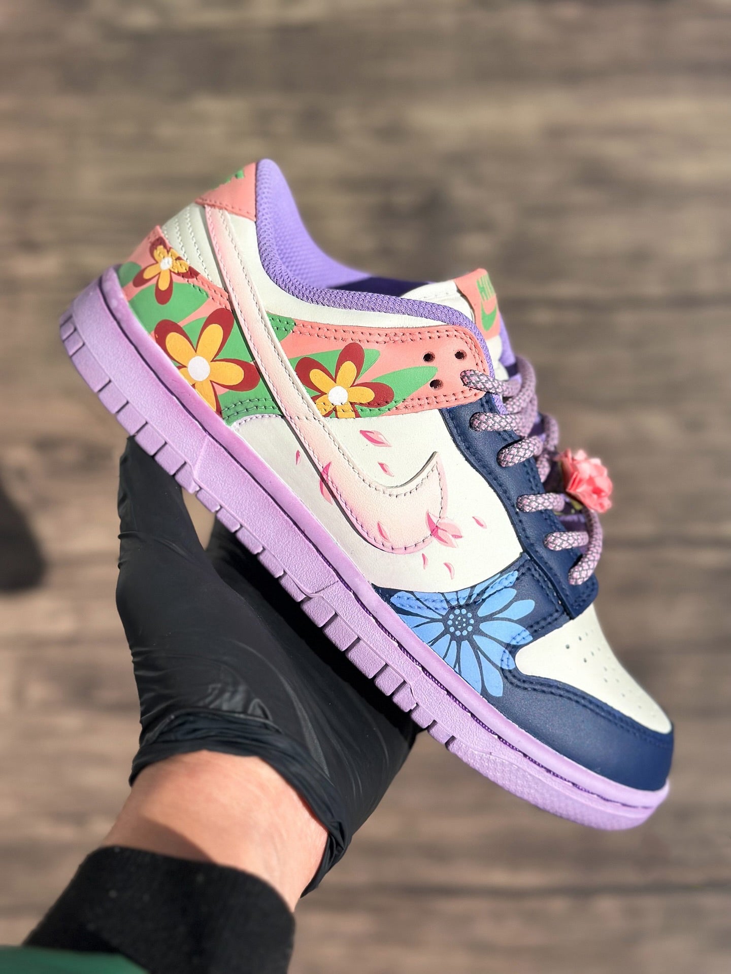[Custom ONE PIECE Nami&Nico Robin] Dunk Skateboarding Shoes Men Spilt Color Orange/Purple