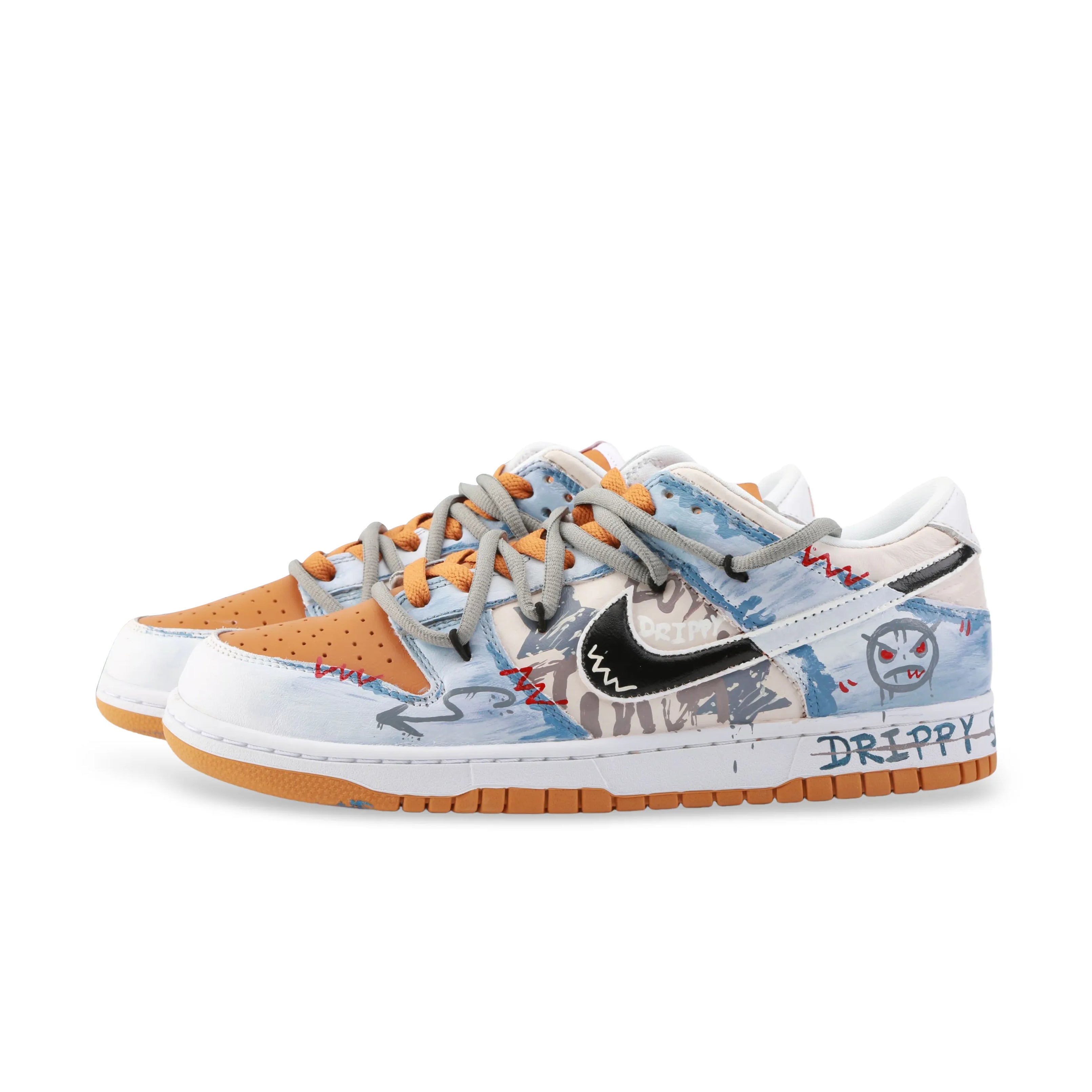 [Custom Drippy Sense] Dunk Low Skateboard Shoes Unisex Orange/Blue