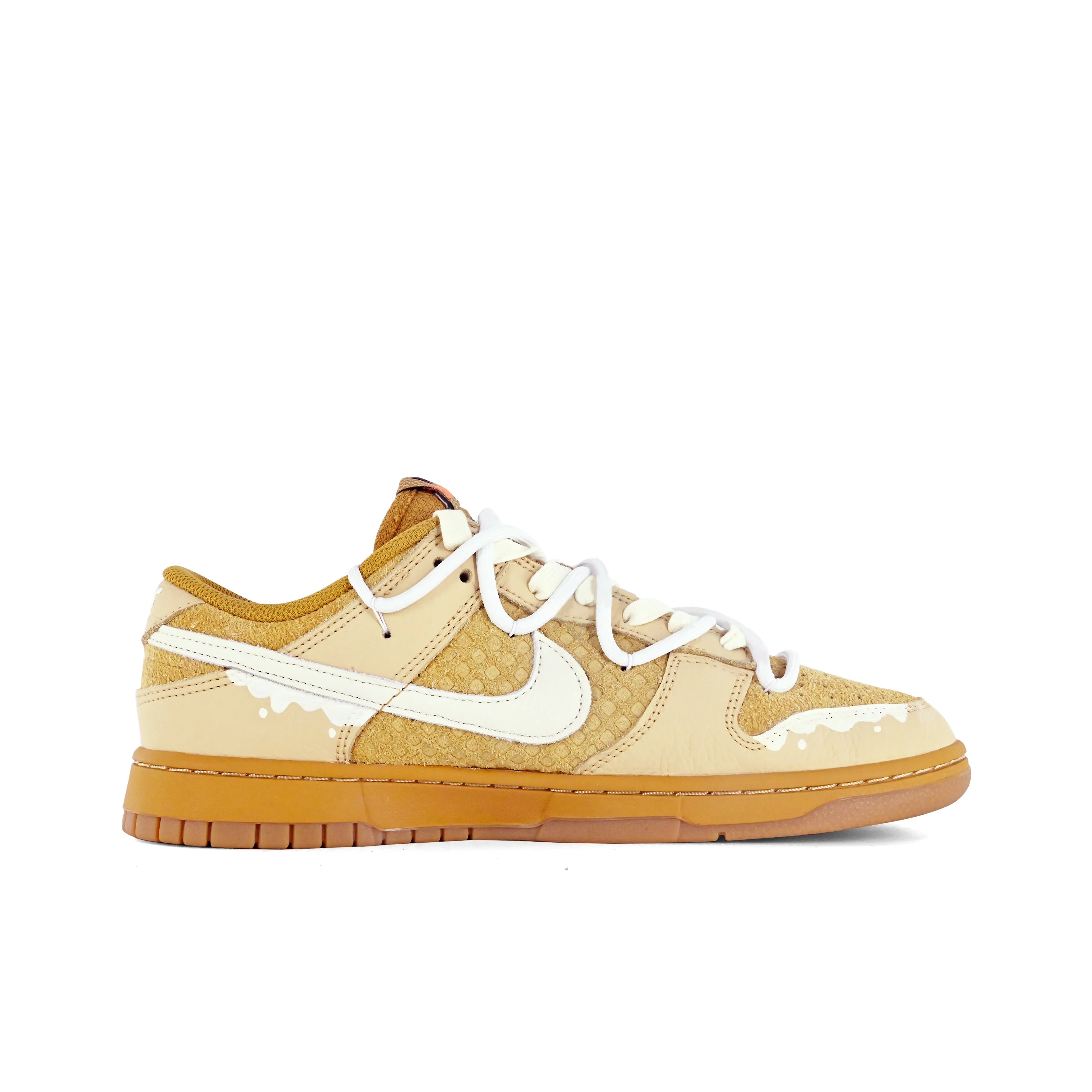 [Custom Milk Waffles] Dunk Low Skateboarding Shoes Unisex Brown/White