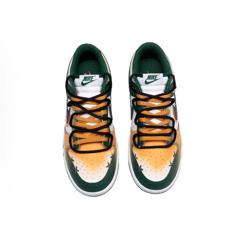 [Custom Halloween Midnight] Dunk Skateboarding Shoes Unisex Low-top Green/Orange