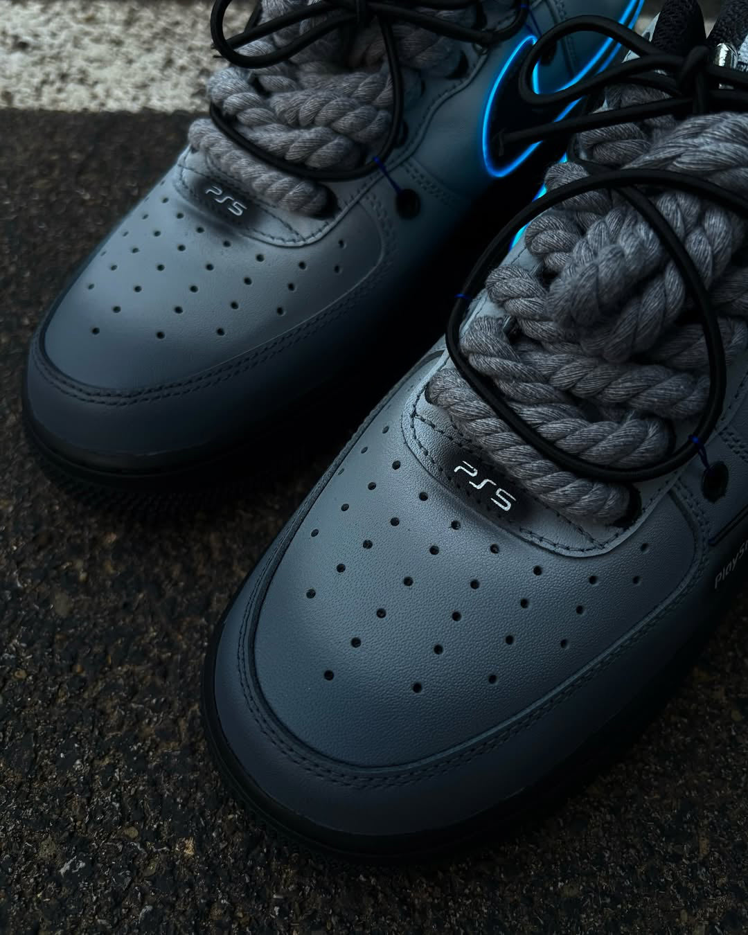 [Custom Playstation 5] Air Force 1 Skateboarding Shoes Unisex Gray/Black