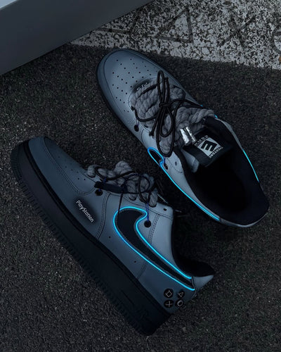 [Custom Playstation 5] Air Force 1 Skateboarding Shoes Unisex Gray/Black