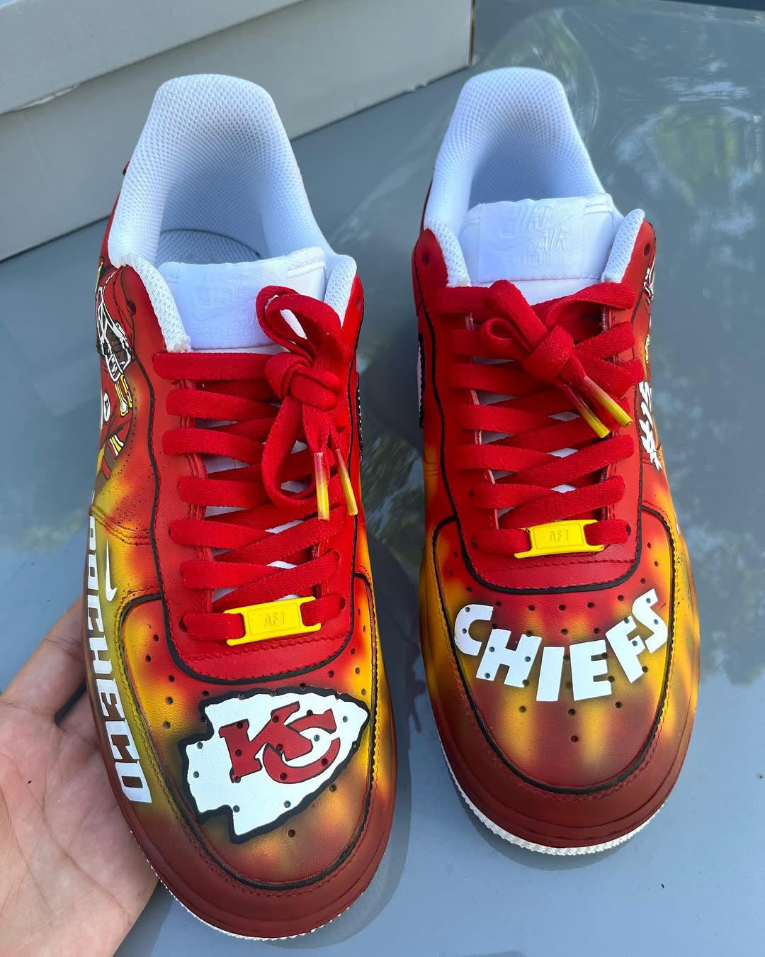 [Customized Tie-Dye Kansas City Chiefs, Hand painted] Air Force 1 Low-top Shoes Unisex Red