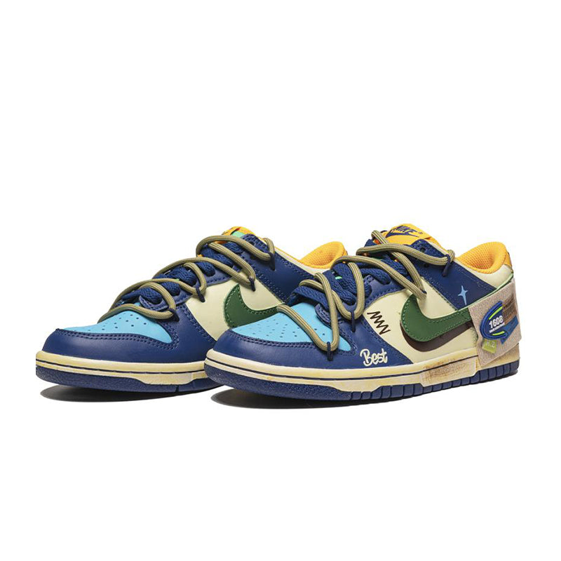 [Custom Lie Fallow] Dunk Low Skateboard Shoes Unisex Beige/Blue