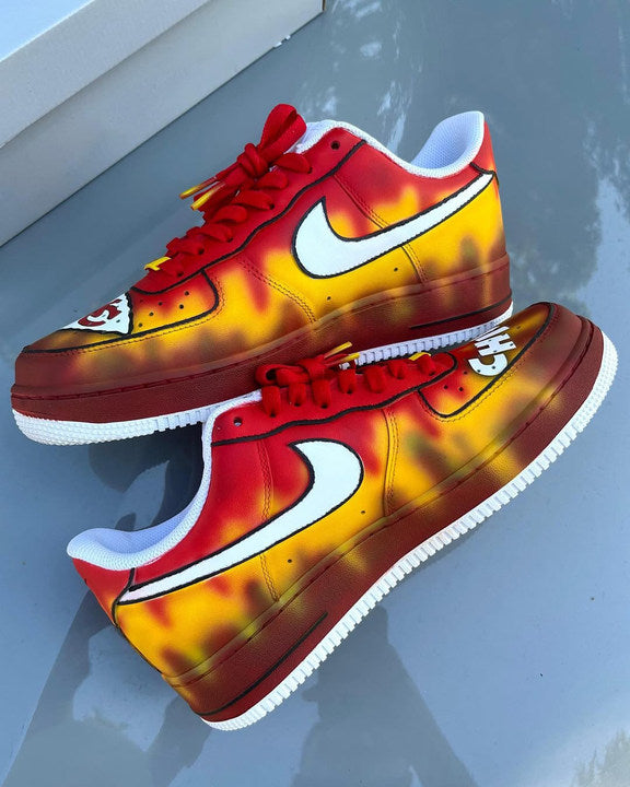 [Customized Tie-Dye Kansas City Chiefs, Hand painted] Air Force 1 Low-top Shoes Unisex Red