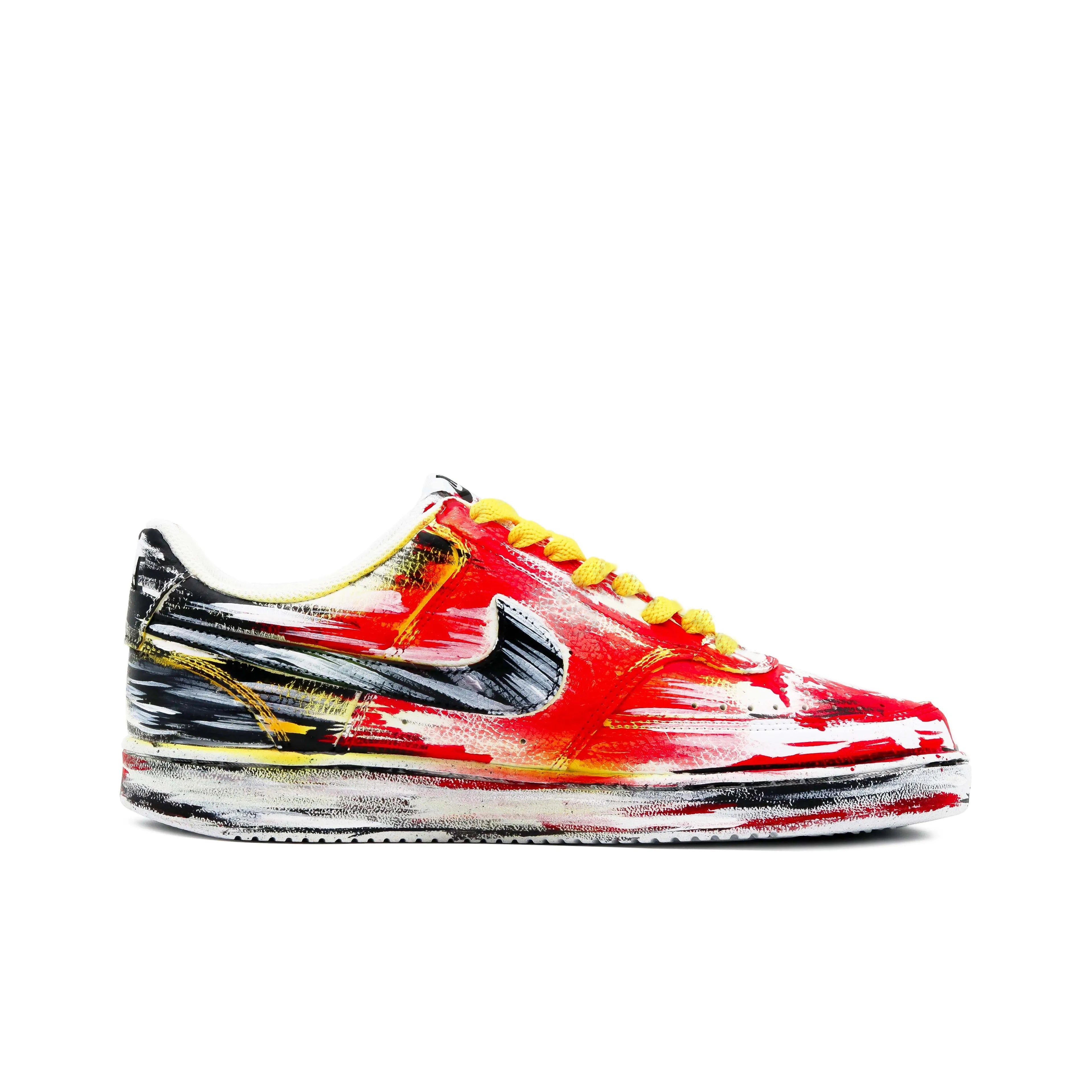 [Custom Drippy Sense] Court Vision 1 Skateboard Shoes Unisex Red/Black/Yellow