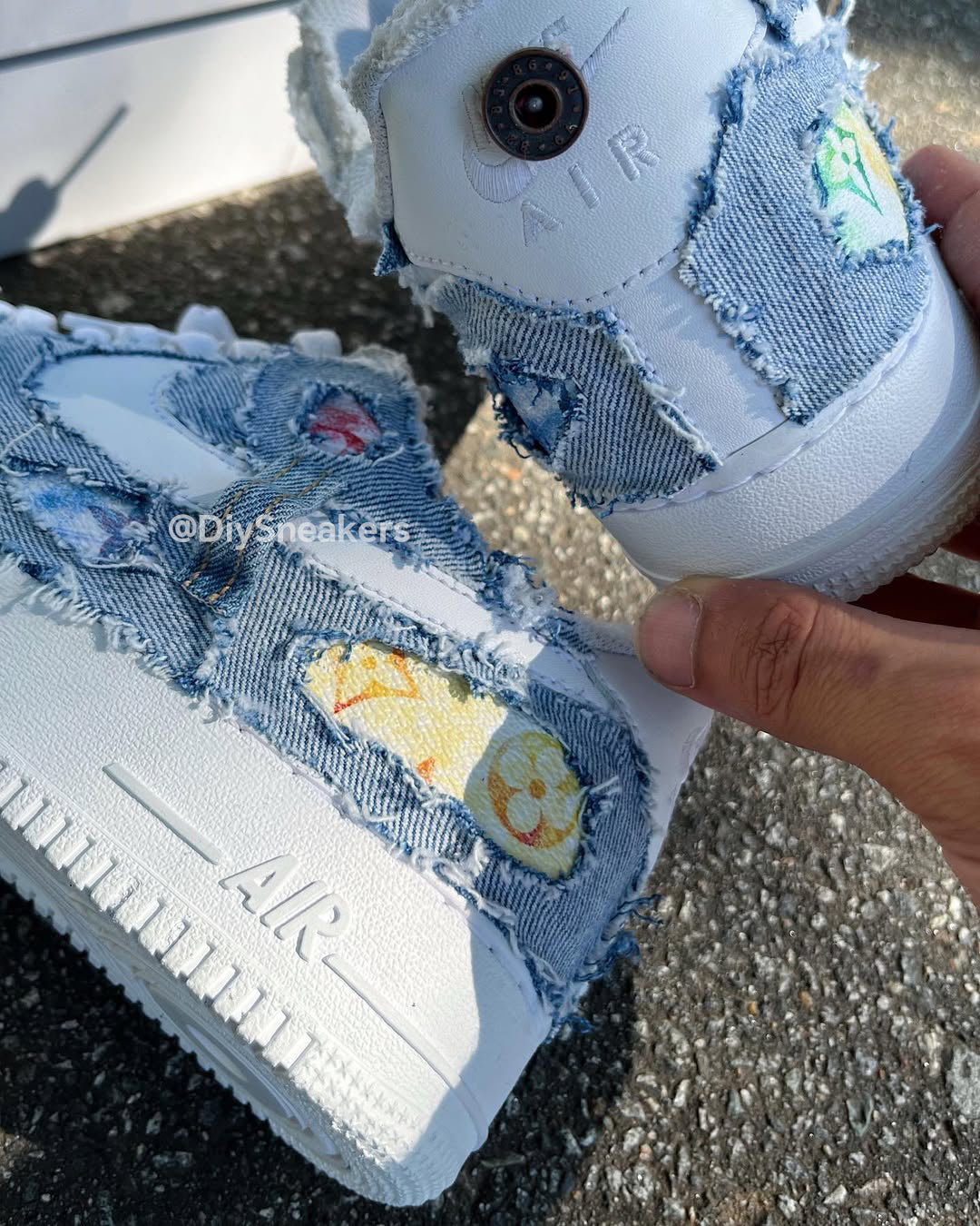 [Customized Denim Style x Hand-drawn - Deconstructed Denim ] Air Force 1 Low-top Unisex