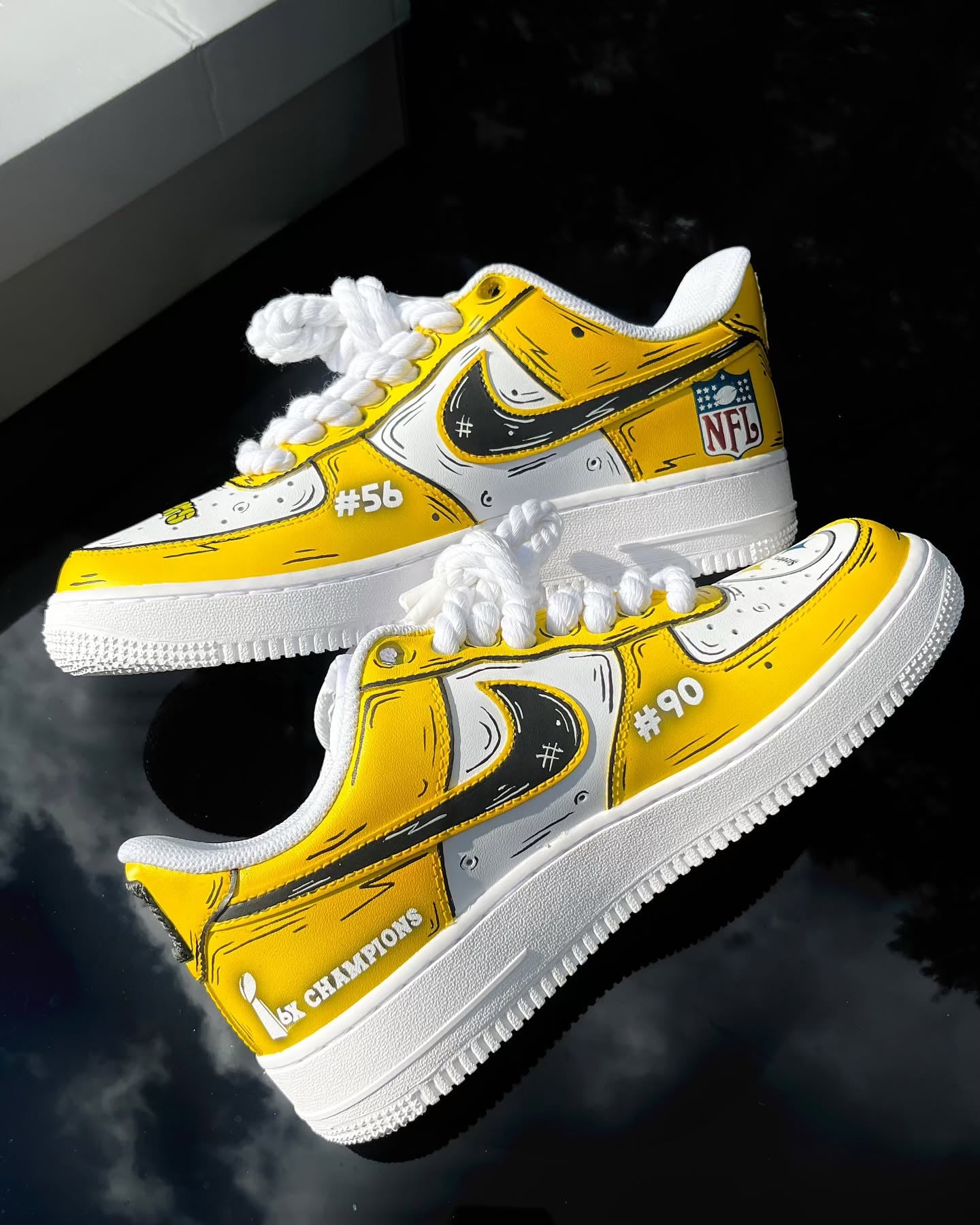 [Customized Football Season Limited Hand-drawn Edition - Steelers 1s ] Air Force 1 Low-top Shoes Unisex Yellow