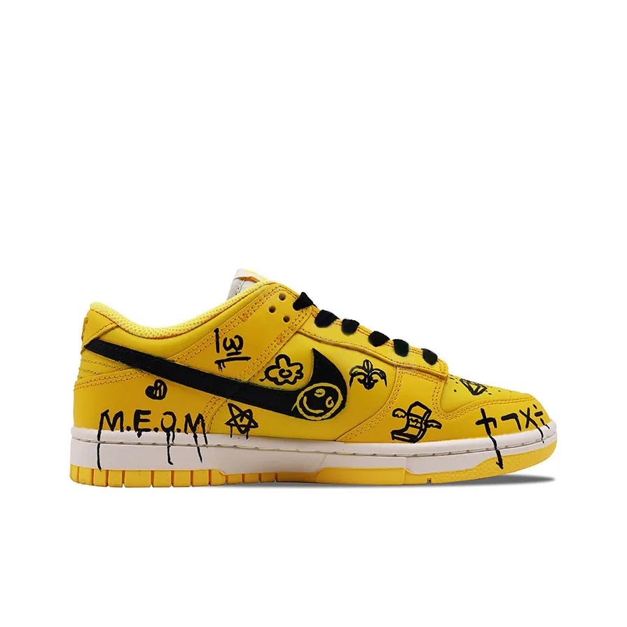 [Custom Monopoly] Dunk Skateboarding Shoes Unisex Graffiti Yellow