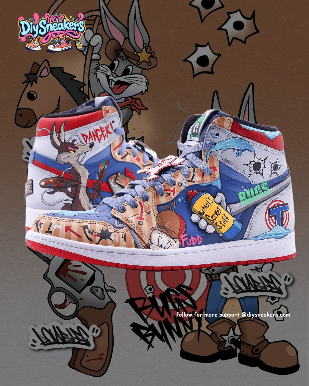 [Custom TuneSquad] Air Jordan 1 High Top Unisex Skateboarding Shoes