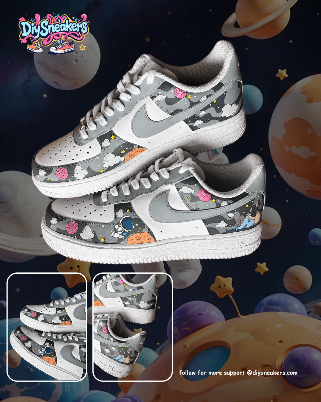 [Custom Cosmic Odyssey: His and Hers] Air Force 1 Skateboarding Shoes