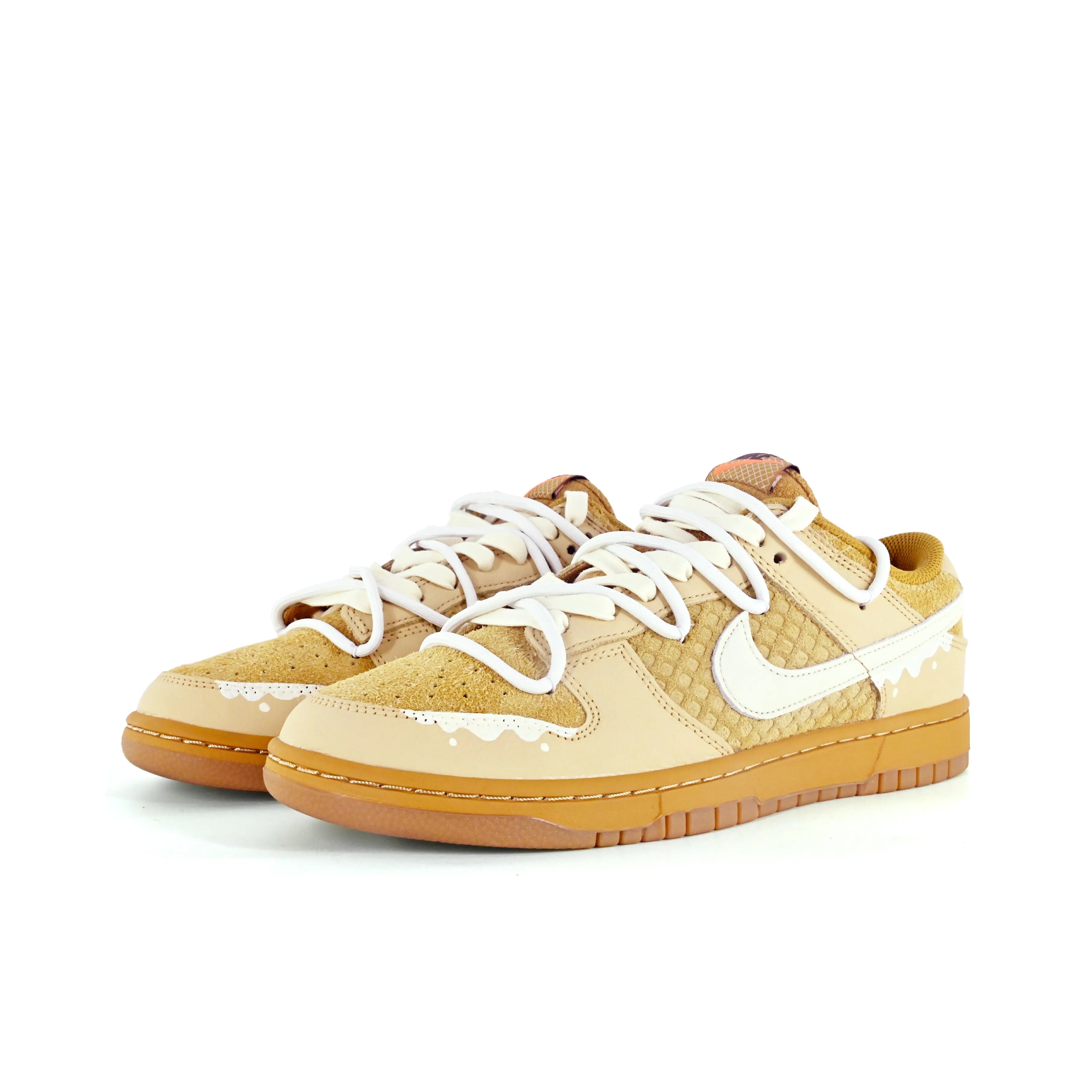 [Custom Milk Waffles] Dunk Low Skateboarding Shoes Unisex Brown/White