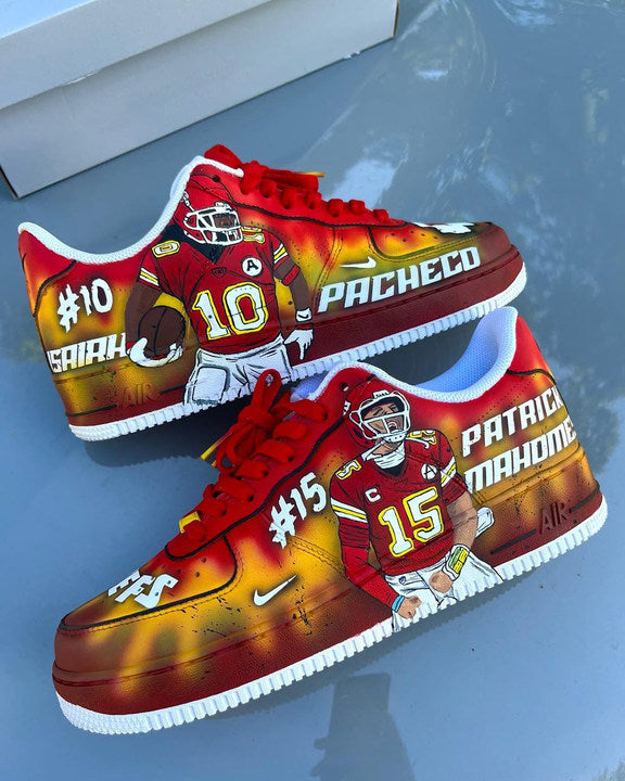 [Customized Tie-Dye Kansas City Chiefs, Hand painted] Air Force 1 Low-top Shoes Unisex Red