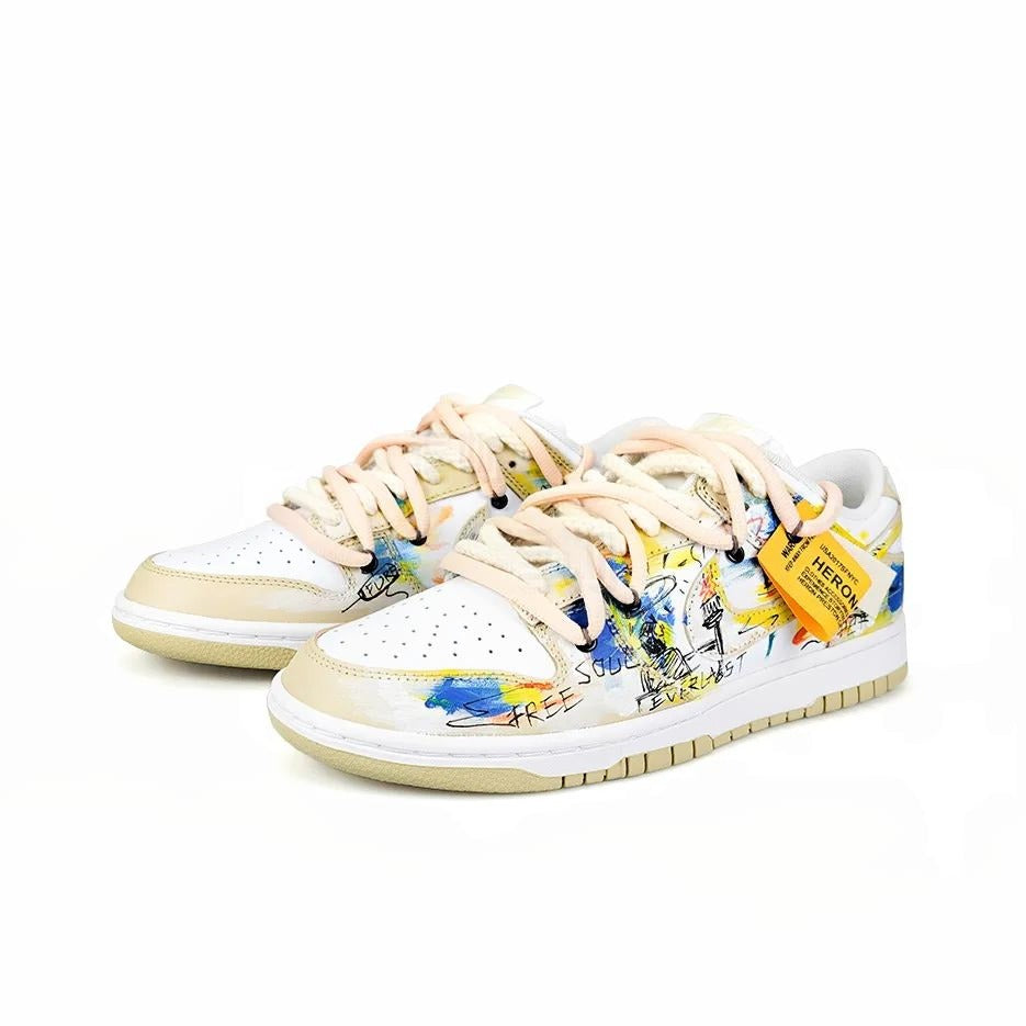 [Custom TeamNine-Freedream] Dunk Low Skateboard Shoes Unisex Graffiti