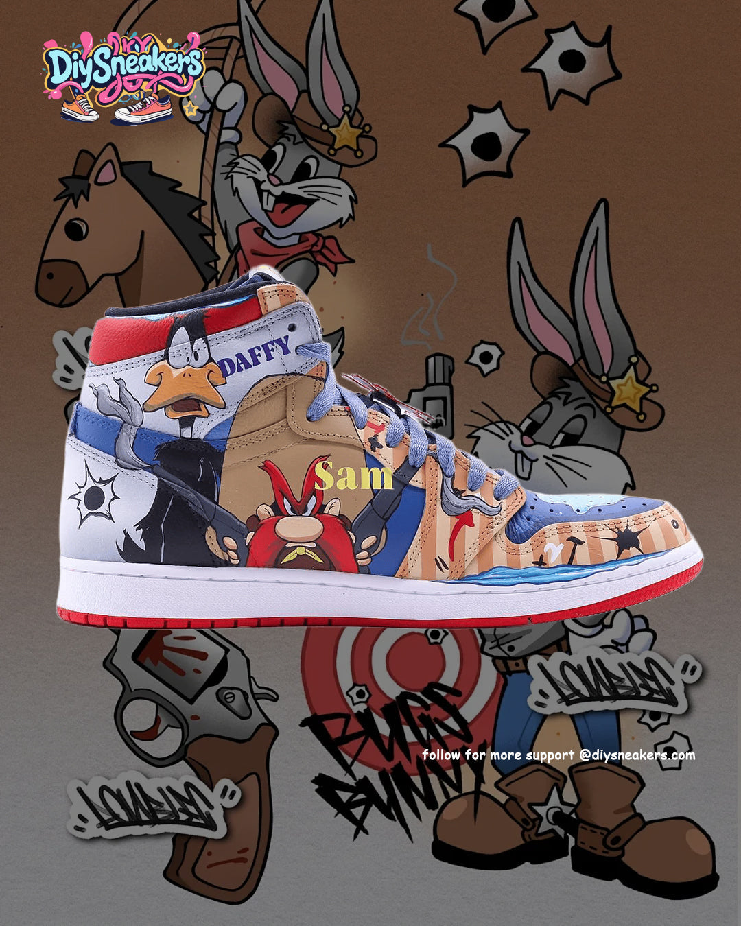 [Custom TuneSquad] Air Jordan 1 High Top Unisex Skateboarding Shoes