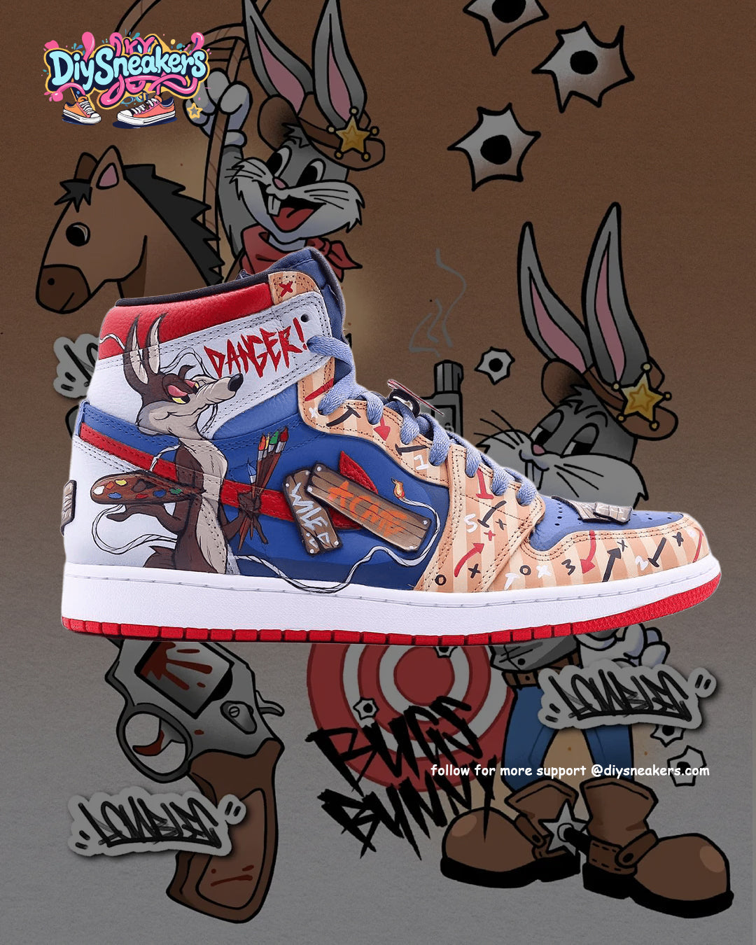 [Custom TuneSquad] Air Jordan 1 High Top Unisex Skateboarding Shoes