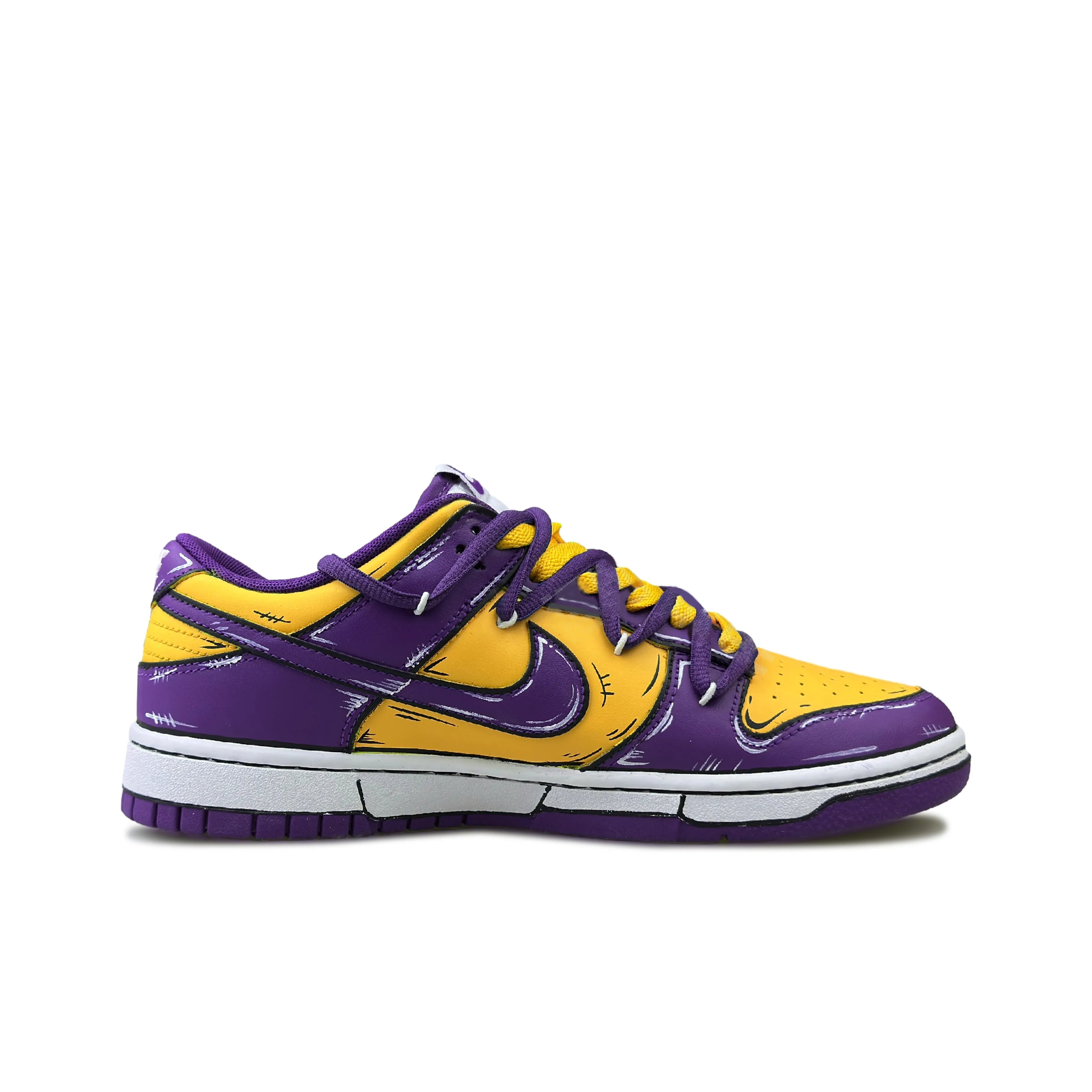 [Custom California, Cartoon Style] Dunk Skateboarding Shoes Men Lakers Colors Purple/Gold
