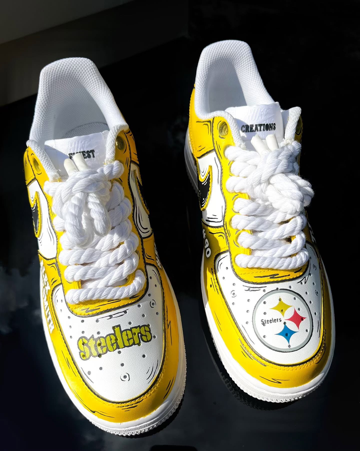 [Customized Football Season Limited Hand-drawn Edition - Steelers 1s ] Air Force 1 Low-top Shoes Unisex Yellow