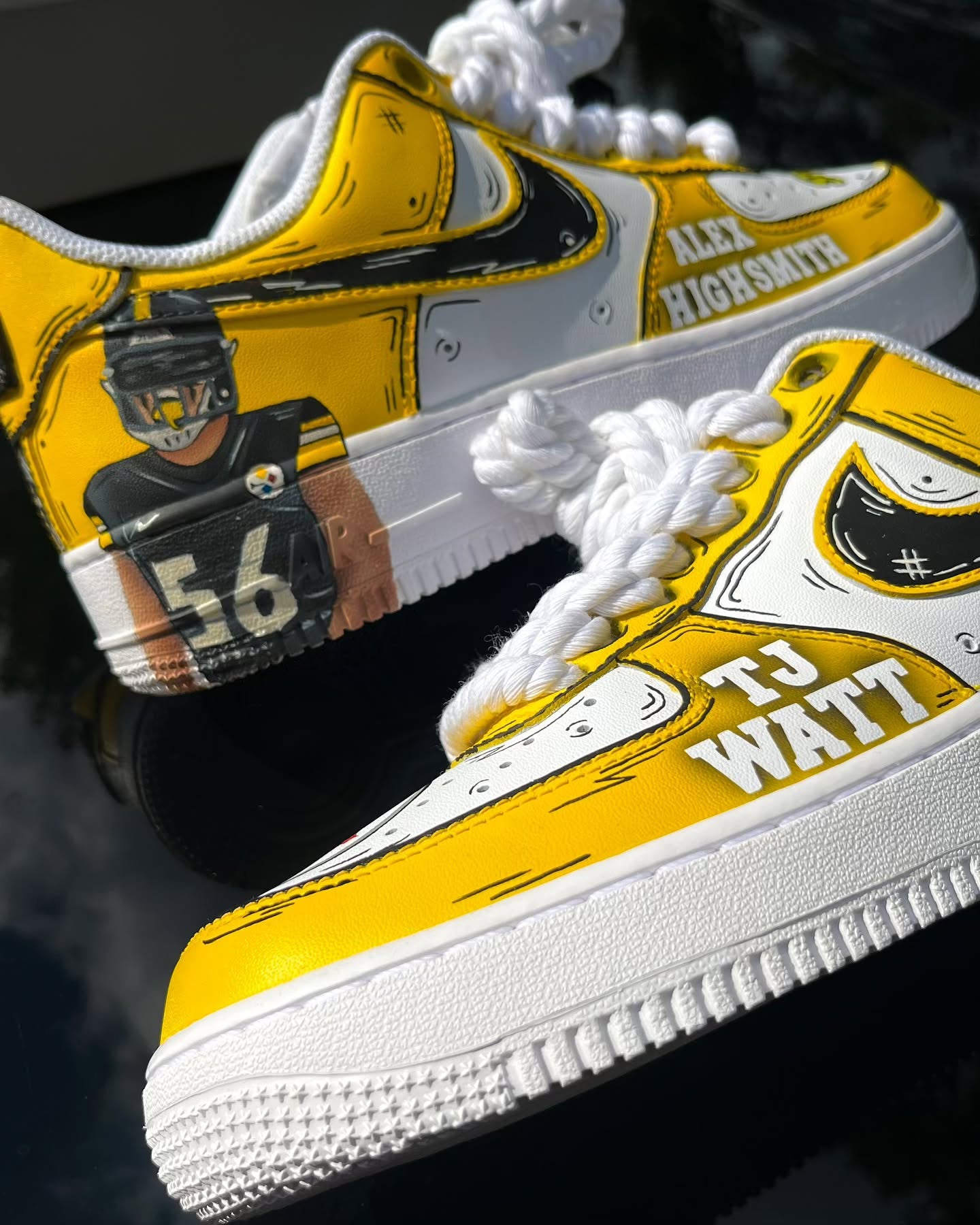 [Customized Football Season Limited Hand-drawn Edition - Steelers 1s ] Air Force 1 Low-top Shoes Unisex Yellow