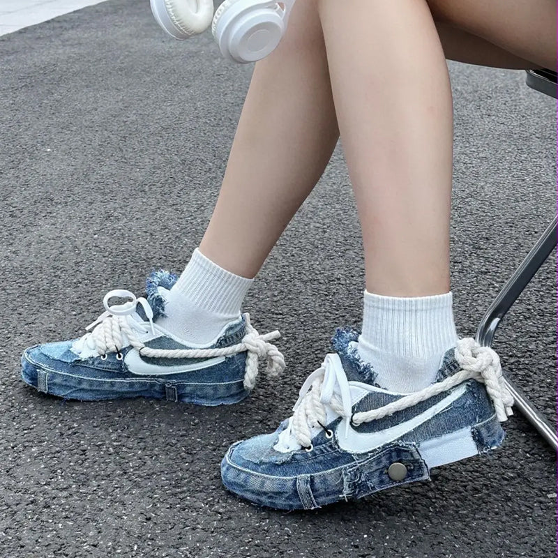 [Custom Men's denim cross]  Air Force 1 Skateboarding Shoes Men