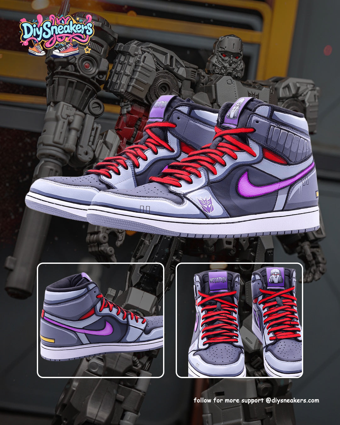 [Custom Megatron] Air Jordan 1 High Top Unisex Skateboarding Shoes
