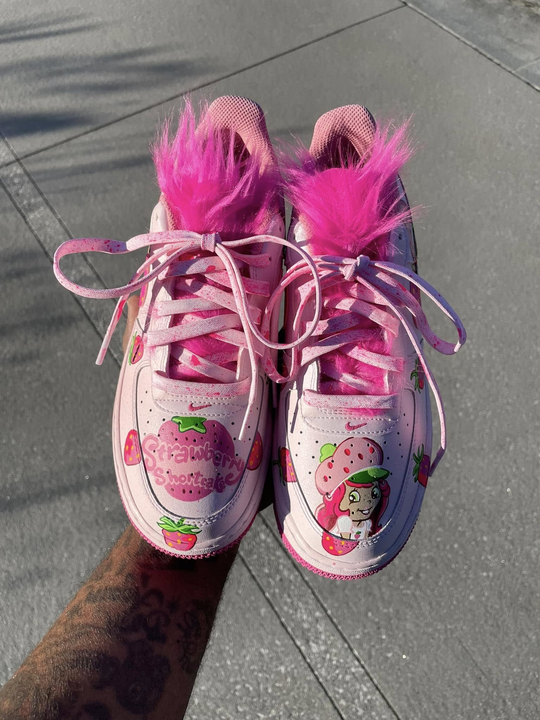 [Customized Strawberry Shortcake] Air Force 1 Shoes Unisex Hand Painted Pink