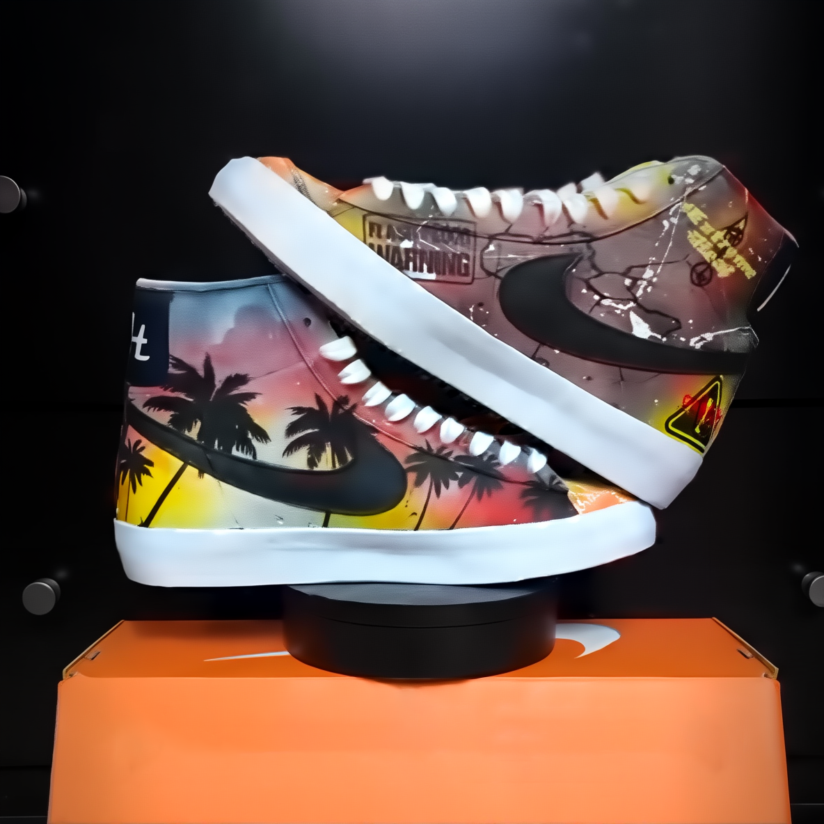 [Custom Gradient, Ink Splash] Blazer 77 Vintage Mid Skateboarding Shoes Unisex
