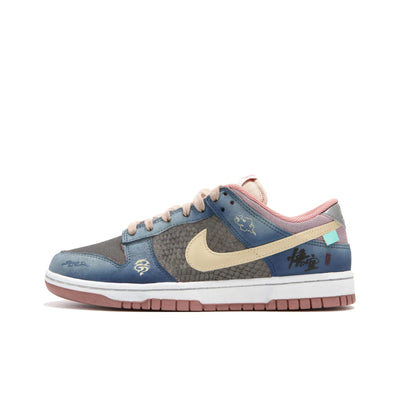 [Custom Auspicious Dragon Cloud Pattern] Dunk Skateboarding Shoes Unisex Low-top Blue/Pink