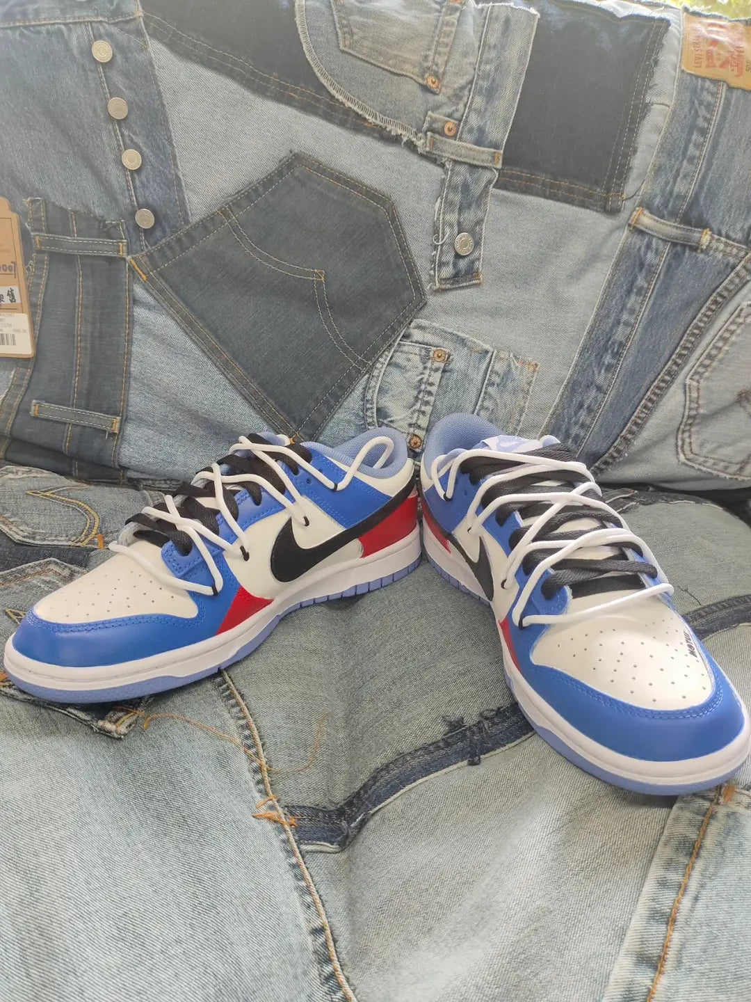 [Custom The cold winter is vast and clear]  Dunk Skateboarding Shoes Unisex Low-top White/Blue