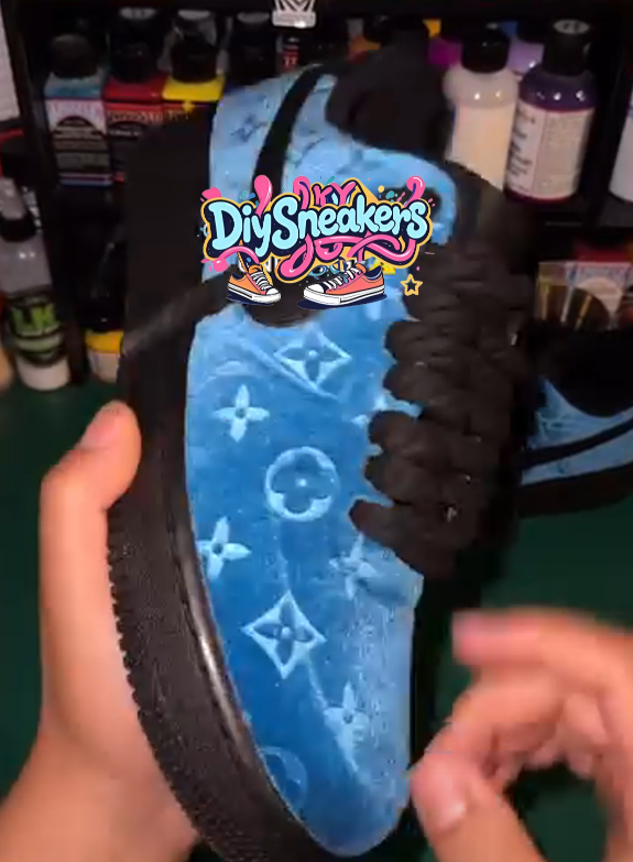 [Custom Sparkling Blue Velvet] Air Force 1 Skateboarding Shoes Unisex