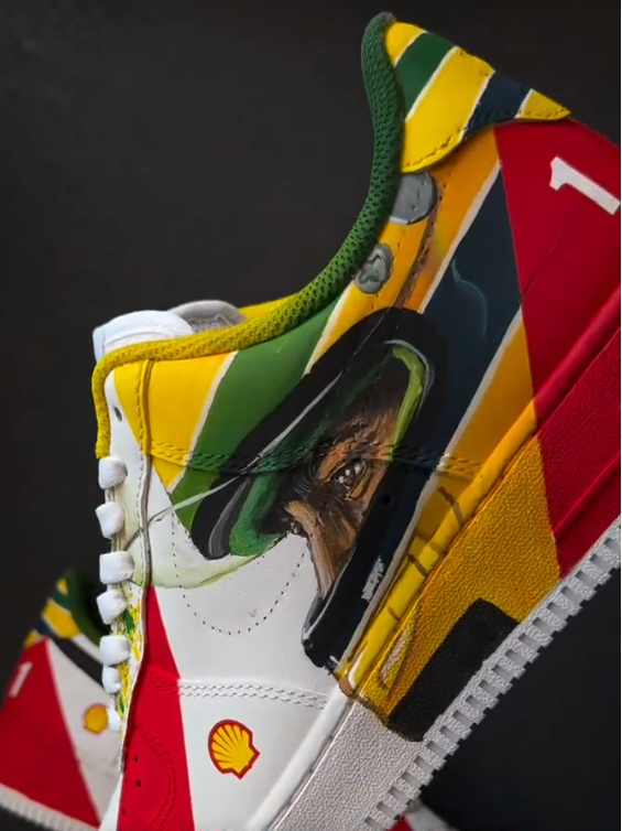 [Custom Senna] Air Force 1 Low - Top Unisex Skateboarding Shoes White/Red