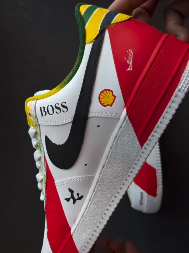 [Custom Senna] Air Force 1 Low - Top Unisex Skateboarding Shoes White/Red